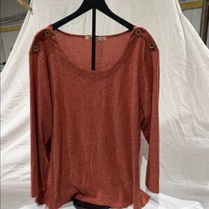 Liberty Love Terracotta Long Sleeve Top with Button Accents